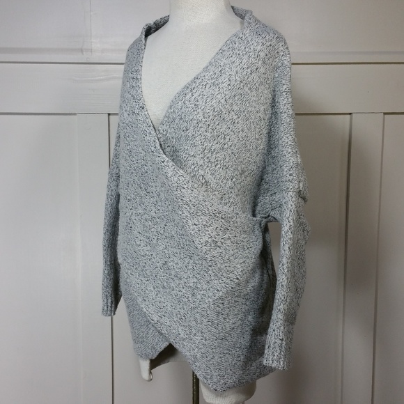 Joeoy Sweaters - Joeoy Medium Gray Knit Cross Wrap Sweater Jumper